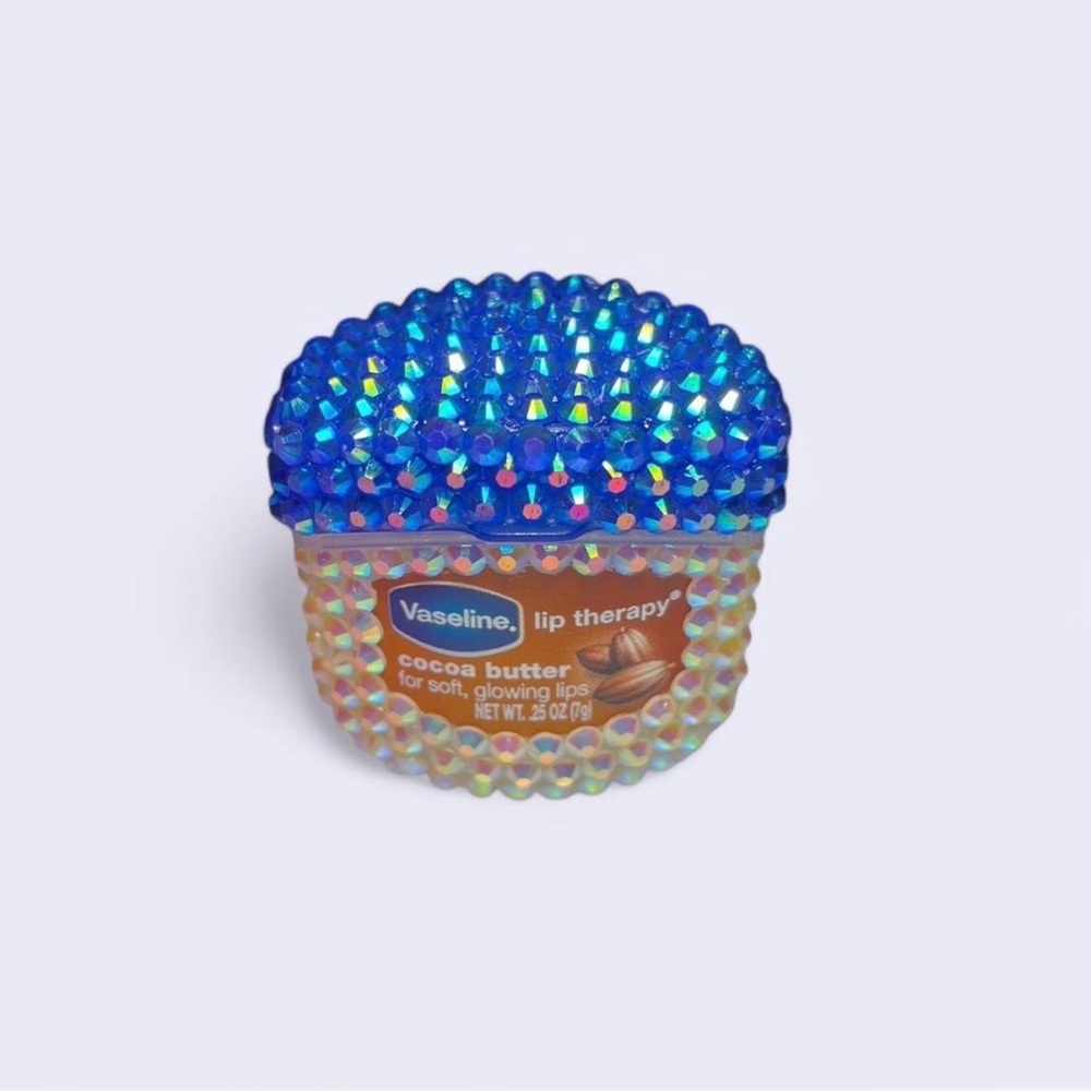 Bedazzled Bling Mini Vaseline Cocoa Butter Lip Therapy w/ Rhinestones